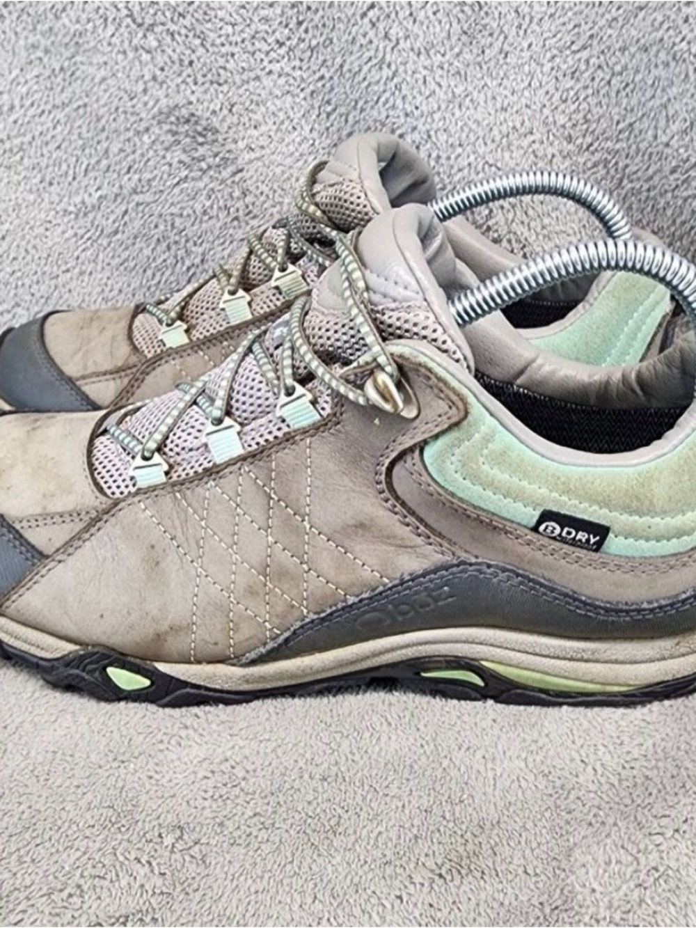 Oboz Shoes Womens 9.5 Gray GreenLeather Sapphire Low B-Dry Hiking Boots *Read*